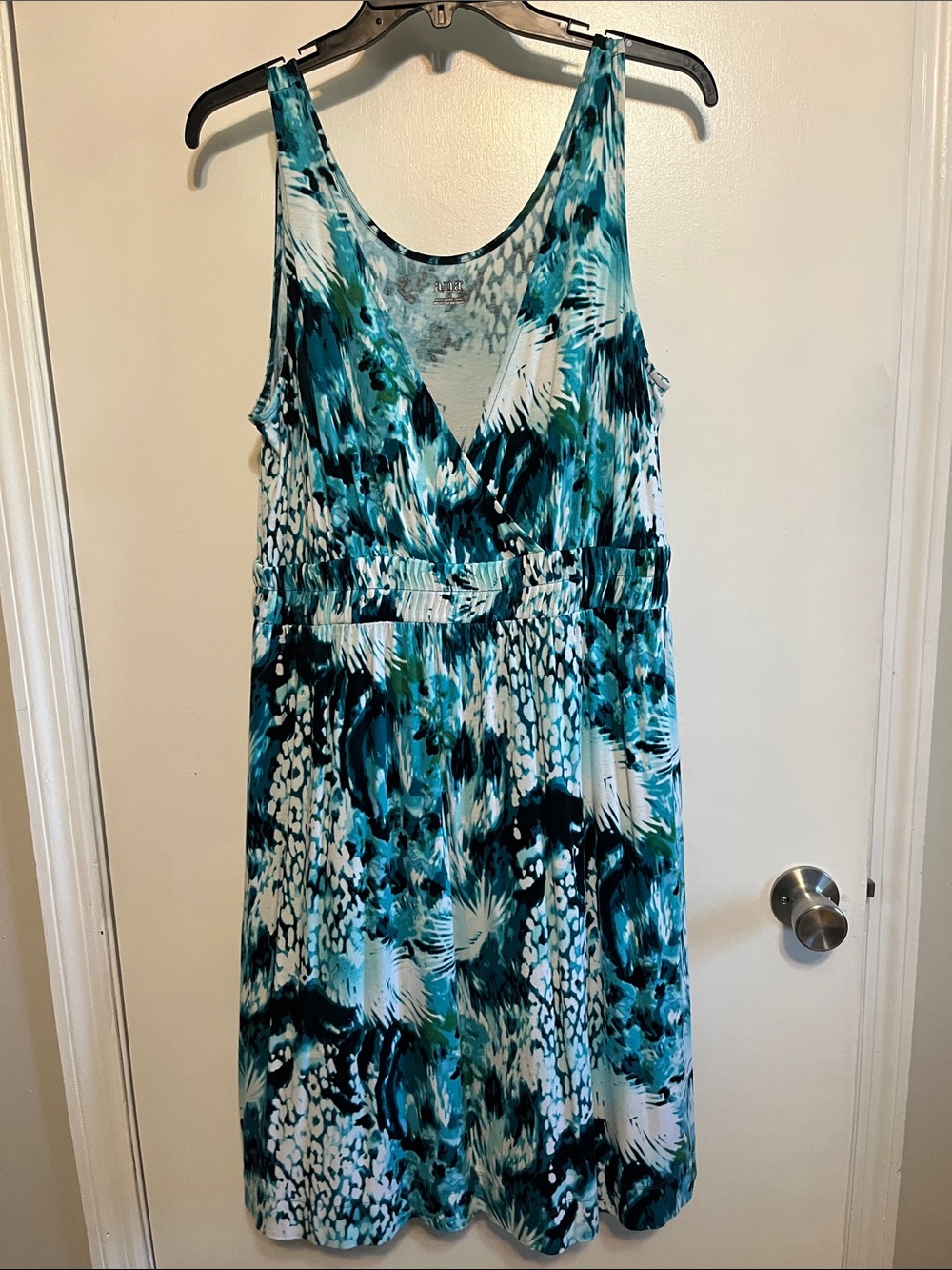 a.n.a Teal, White & Black Sleeveless Dress-Sz Large